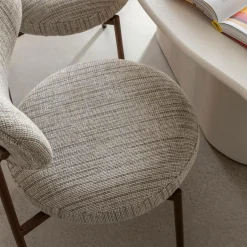 Chaise<Made in Meubles Chaise tissu écru chiné taupe pieds métal effet bois Janis (lot de 2)