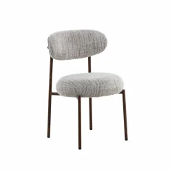 Chaise<Made in Meubles Chaise tissu écru chiné taupe pieds métal effet bois Janis (lot de 2)