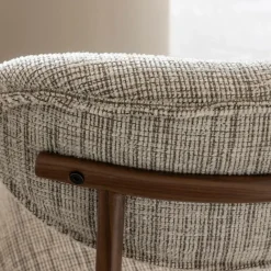 Chaise<Made in Meubles Chaise tissu écru chiné taupe pieds métal effet bois Janis (lot de 2)