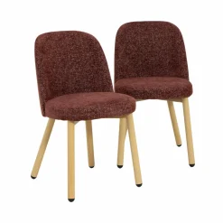 Chaise<Made in Meubles Chaise tissu terracotta et pieds en métal effet bois Vilma (lot de 2)