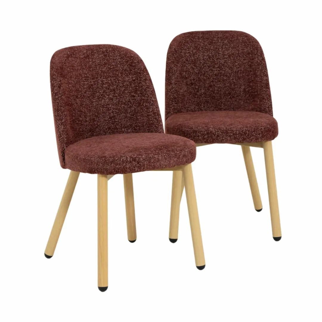 Chaise<Made in Meubles Chaise tissu terracotta et pieds en métal effet bois Vilma (lot de 2)