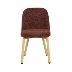 Chaise<Made in Meubles Chaise tissu terracotta et pieds en métal effet bois Vilma (lot de 2)