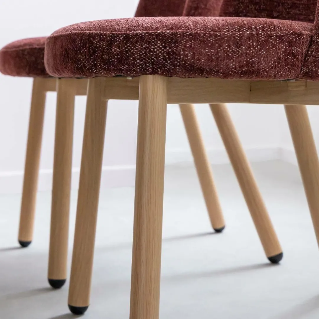 Chaise<Made in Meubles Chaise tissu terracotta et pieds en métal effet bois Vilma (lot de 2)