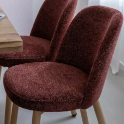 Chaise<Made in Meubles Chaise tissu terracotta et pieds en métal effet bois Vilma (lot de 2)