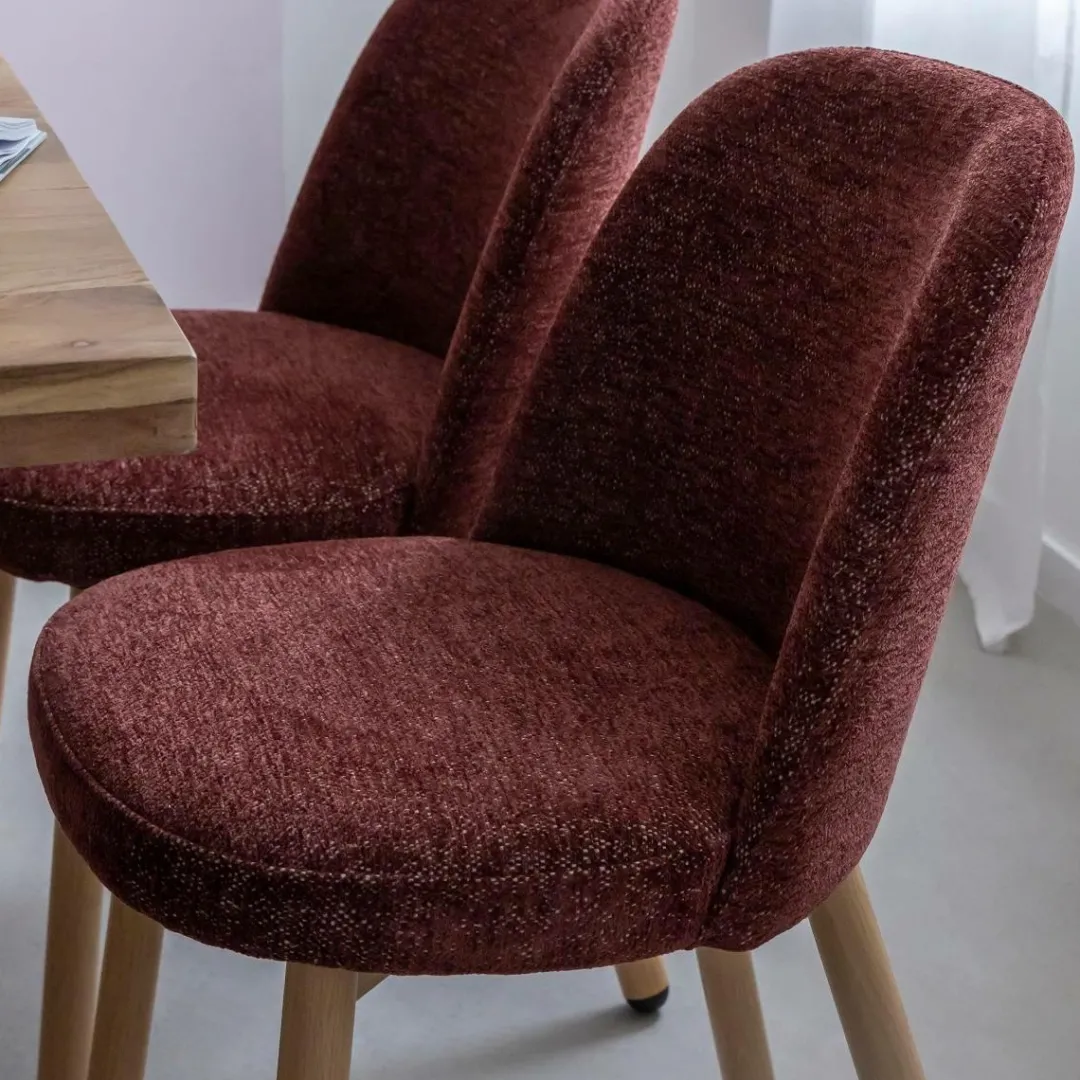 Chaise<Made in Meubles Chaise tissu terracotta et pieds en métal effet bois Vilma (lot de 2)