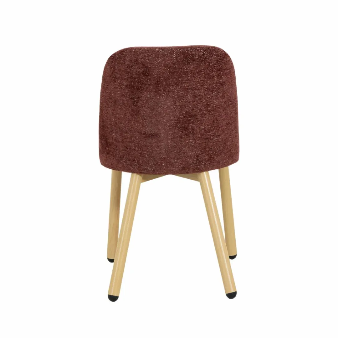 Chaise<Made in Meubles Chaise tissu terracotta et pieds en métal effet bois Vilma (lot de 2)