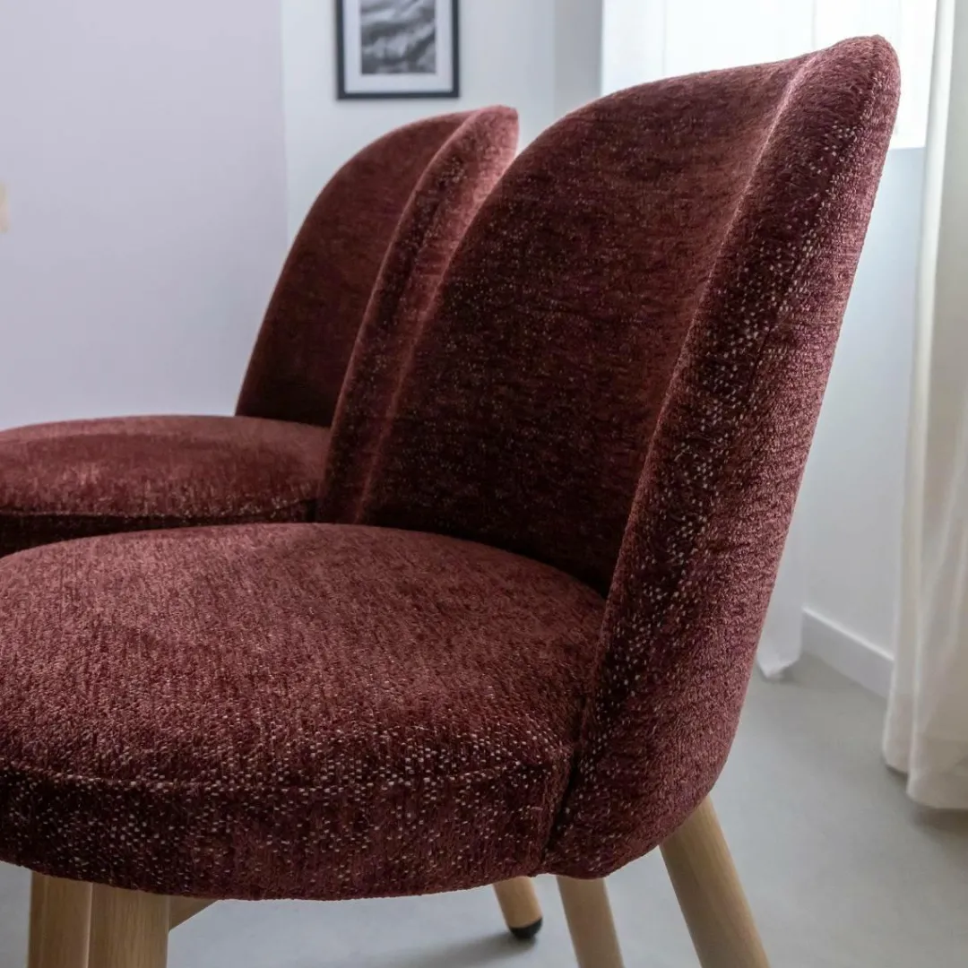 Chaise<Made in Meubles Chaise tissu terracotta et pieds en métal effet bois Vilma (lot de 2)