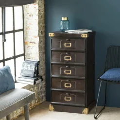 Chiffonnier<Made in Meubles Chiffonnier en métal 5 tiroirs Eugénie