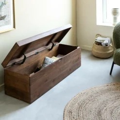 Banc|Meuble De Rangement<Made in Meubles Coffre banc en bois de manguier foncé Babeth