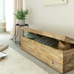 Banc|Meuble De Rangement<Made in Meubles Coffre banc en bois de manguier clair Babeth