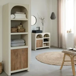 Colonne|Armoire<Made in Meubles Colonne de salle de bain en bois effet béton et bois d'acacia Dalva
