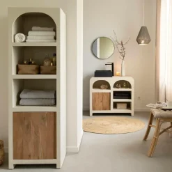 Colonne|Armoire<Made in Meubles Colonne de salle de bain en bois effet béton et bois d'acacia Dalva