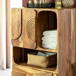 Colonne<Made in Meubles Colonne de salle de bain en bois d'acacia Tilio