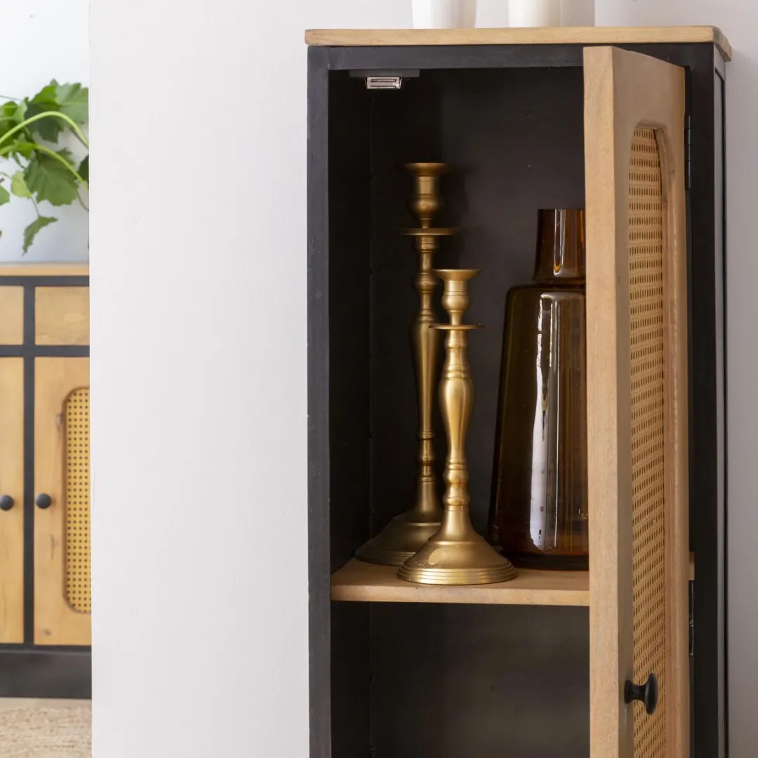 Colonne|Armoire<Made in Meubles Colonne en bois de manguier et cannage Ezra