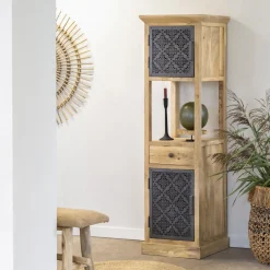 Colonne<Made in Meubles Colonne en bois de manguier 2 portes Sahara