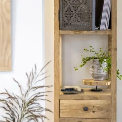 Colonne<Made in Meubles Colonne en bois de manguier 2 portes Sahara