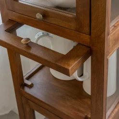 Vitrine<Made in Meubles Colonne vitrée en bois de manguier Remick