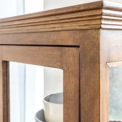 Vitrine<Made in Meubles Colonne vitrée en bois de manguier Remick