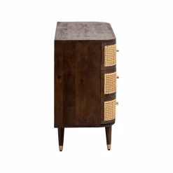 Commode<Made in Meubles Commode 4 tiroirs en bois de manguier et cannage Soren