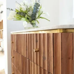 Commode<Made in Meubles Commode en bois d'acacia et marbre blanc Judith