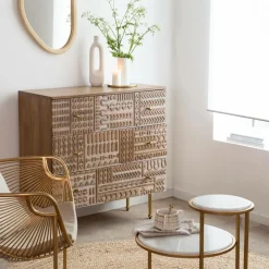 Commode<Made in Meubles Commode en bois de manguier sculpté Léopold