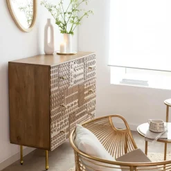 Commode<Made in Meubles Commode en bois de manguier sculpté Léopold