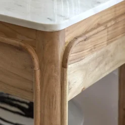 Table Console<Made in Meubles Console avec tiroir en bois d'acacia et marbre Emyr