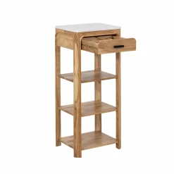 Table Console<Made in Meubles Console avec tiroir en bois d'acacia et marbre Emyr