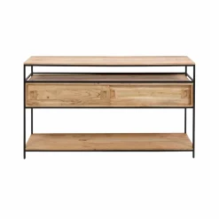 Table Console<Made in Meubles Console en bois d'acacia et métal Montréal