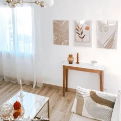 Table Console<Made in Meubles Console en bois de manguier et marbre Arthuro