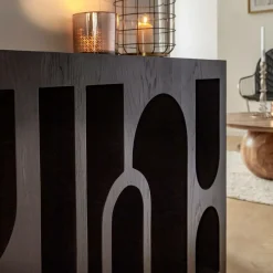 Table Console<Made in Meubles Console en chêne massif noir Octave