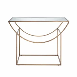 Table Console<Made in Meubles Console en métal doré et verre Léa