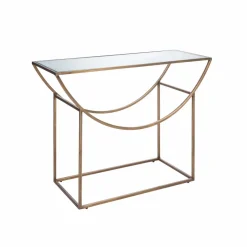 Table Console<Made in Meubles Console en métal doré et verre Léa