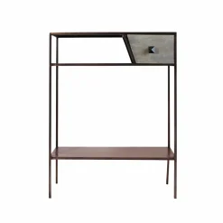 Table Console<Made in Meubles Console en métal effet cuivre Lima