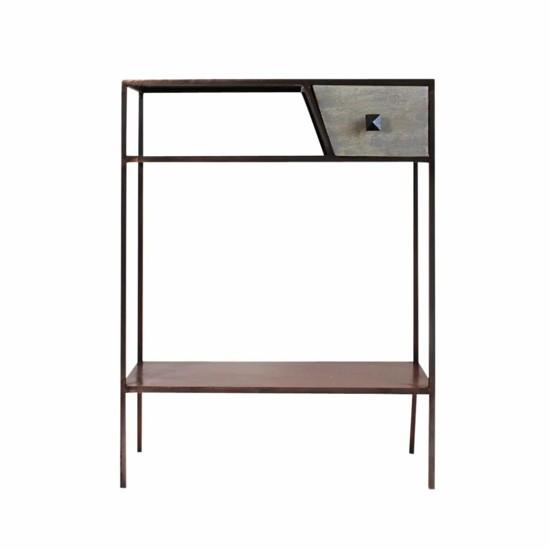 Table Console<Made in Meubles Console en métal effet cuivre Lima