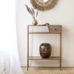 Table Console<Made in Meubles Console en métal effet cuivre Lima