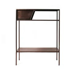 Table Console<Made in Meubles Console en métal effet cuivre Lima