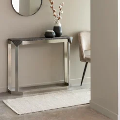 Table Console<Made in Meubles Console en métal et marbre Noé