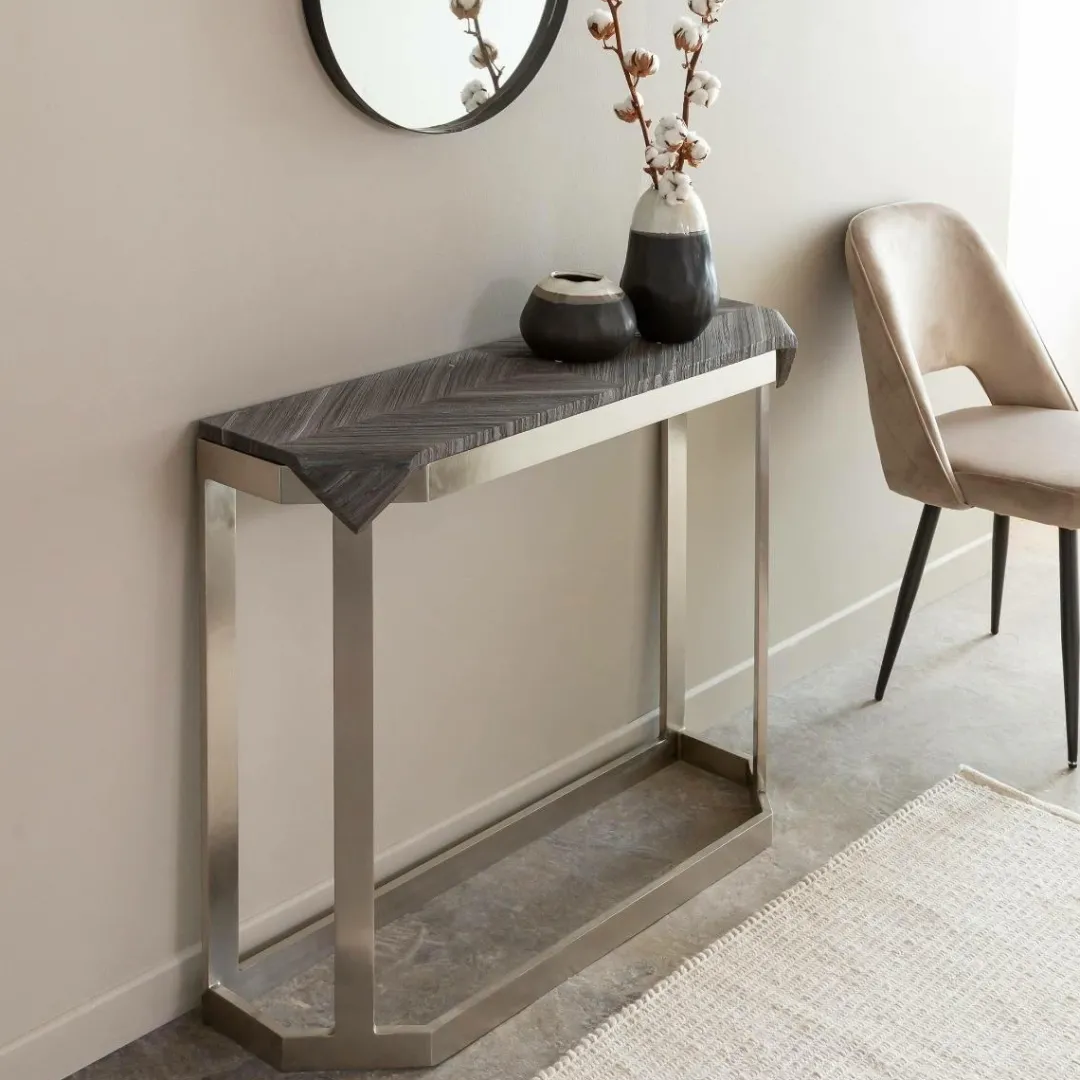 Table Console<Made in Meubles Console en métal et marbre Noé