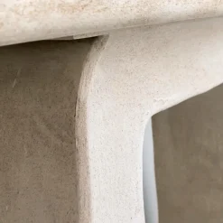 Table Console<Made in Meubles Console pied central en bois effet béton blanc Danaé