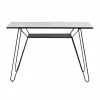 Table Console<Made in Meubles Console pieds compas en marbre blanc et métal Marceau