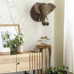 Décoration<Made in Meubles Décoration murale éléphant en rotin Rattan