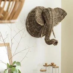 Décoration<Made in Meubles Décoration murale éléphant en rotin Rattan