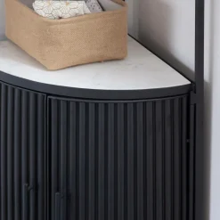 Etagère<Made in Meubles Etagère d'angle en métal et marbre Mona