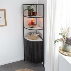 Etagère<Made in Meubles Etagère d'angle en métal et marbre Mona