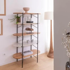 Etagère<Made in Meubles Etagère en bois d'acacia et marbre Scott