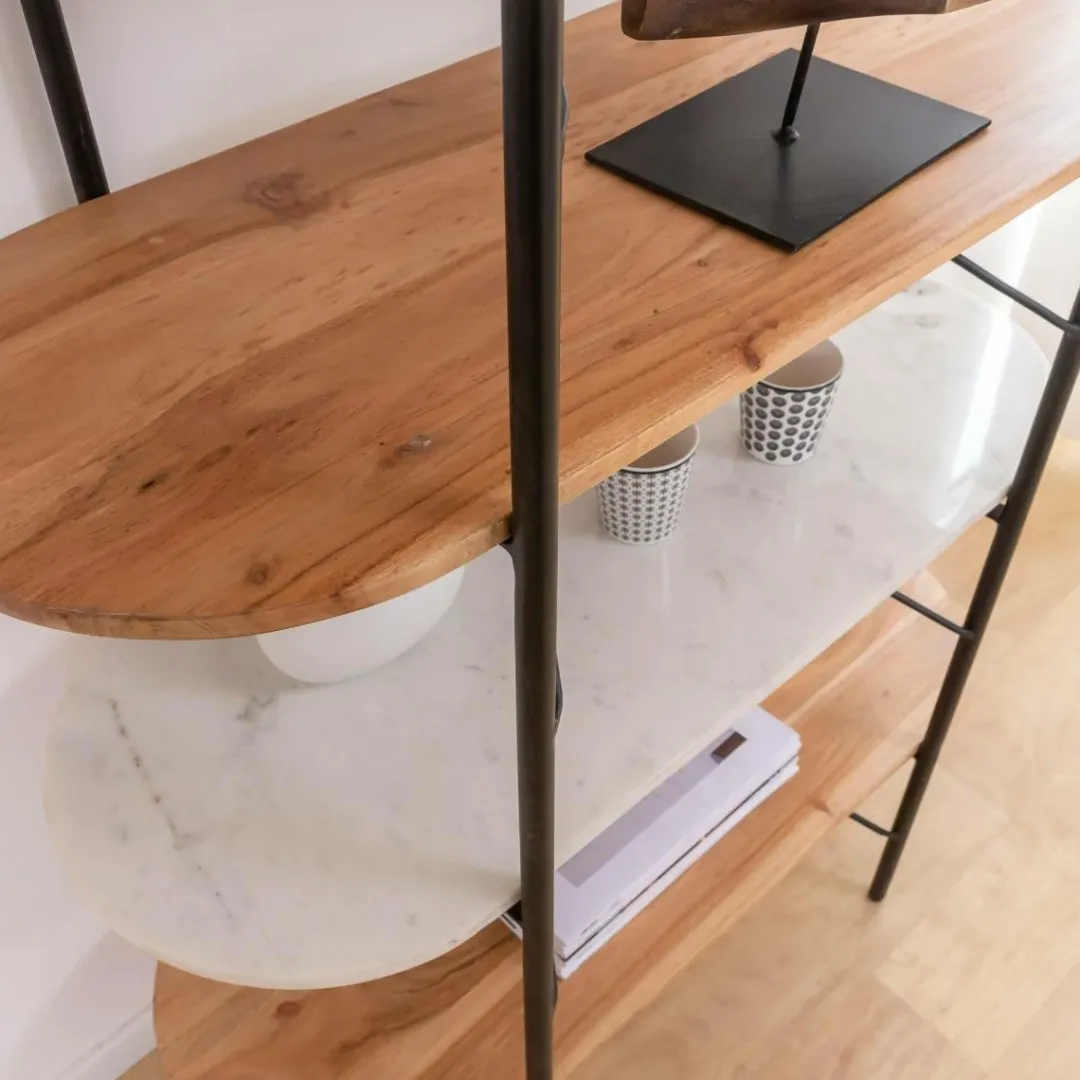 Etagère<Made in Meubles Etagère en bois d'acacia et marbre Scott