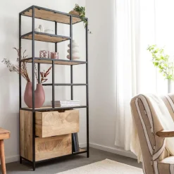 Etagère<Made in Meubles Etagère en bois de manguier et métal Maxence