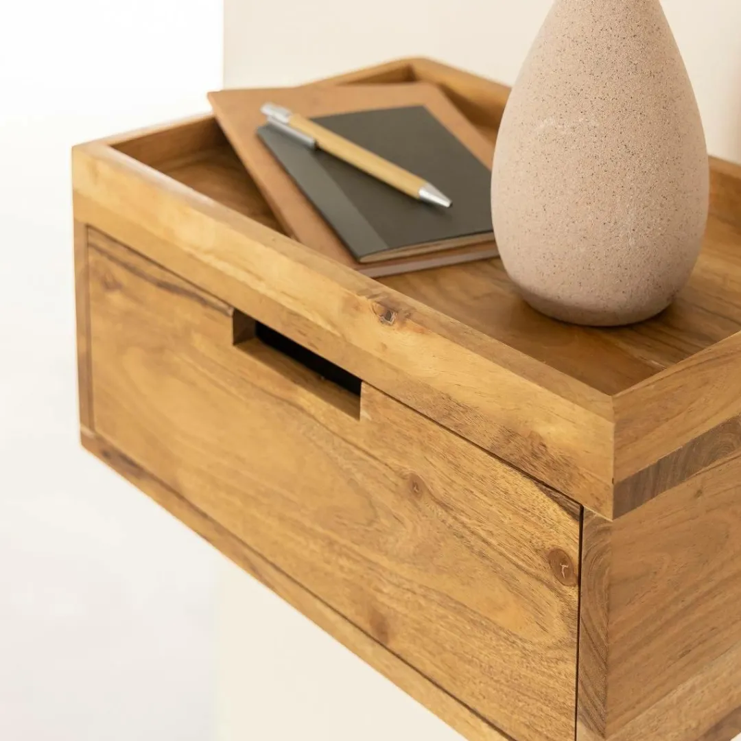 Etagère|Chevet<Made in Meubles Etagère murale carrée en bois d'acacia Orane