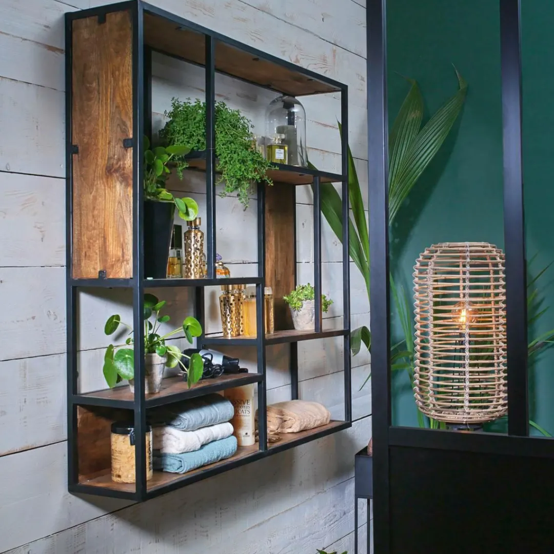 Etagère<Made in Meubles Etagère murale en métal et bois de manguier Marcel